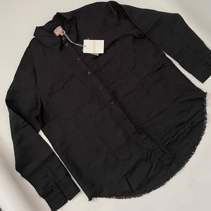 Nwt MUMU Button Up Black Linen Shirt